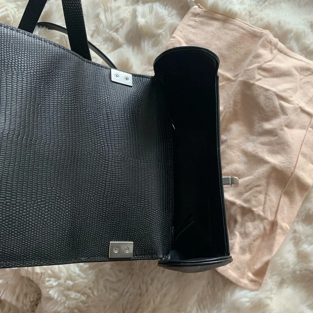 Rebecca Minkoff Lizard-Embossed Leather Crossbody Shoulder Bag w/ Top Handle